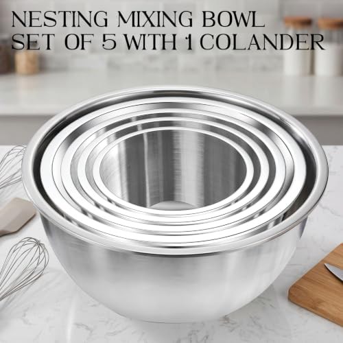 Stainless Steel Bowls with Colander Set — photo 5